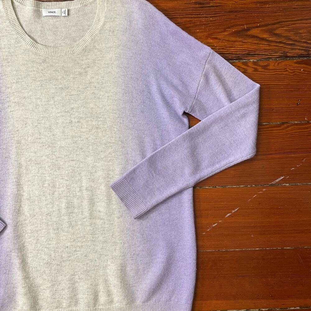 Vince Cashmere/Wool Blend Lavender-to Gray Tonal Gradiant Sweater  Sz XS💛🎀 - Picture 9 of 12